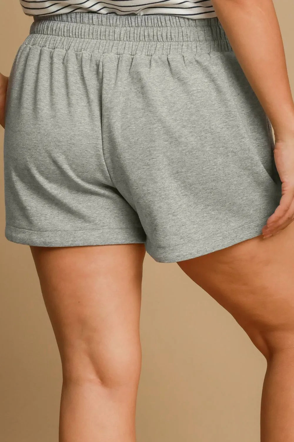 Umgee Drawstring Sweatshorts with Pockets in Gray