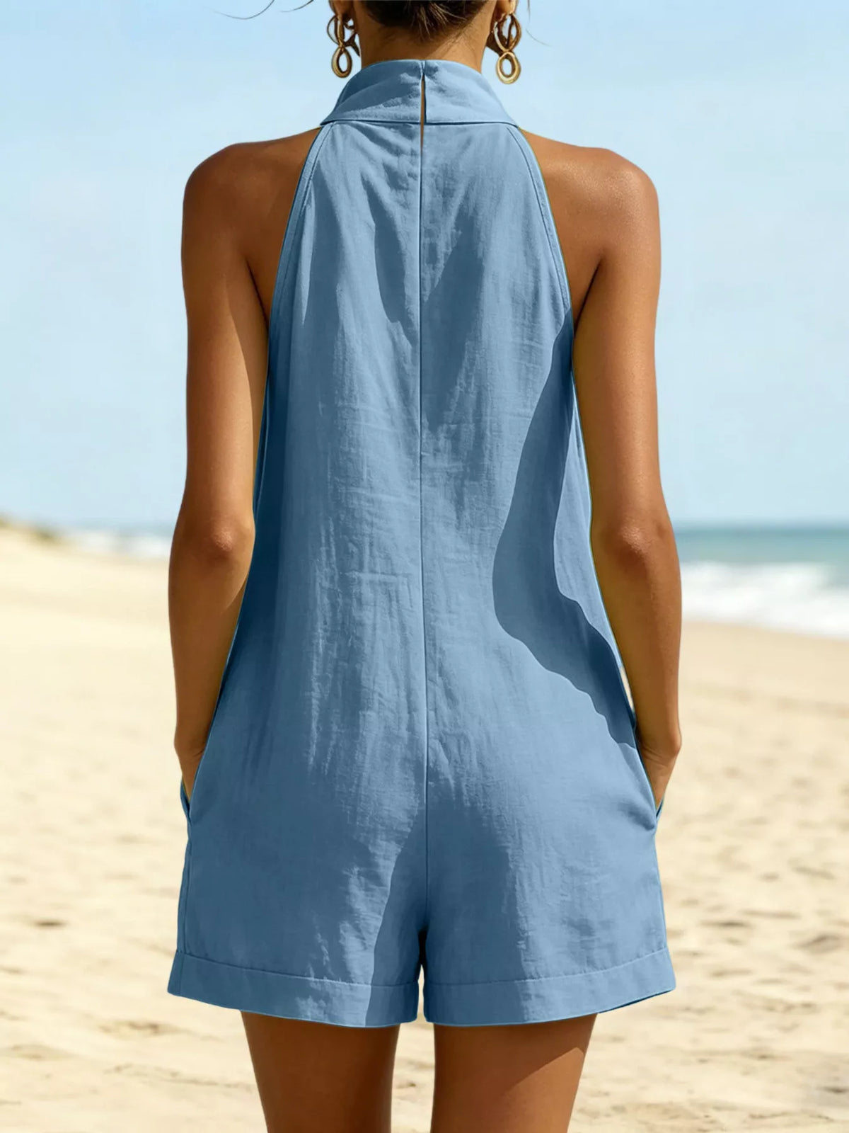 Halter Neck Pocketed Romper