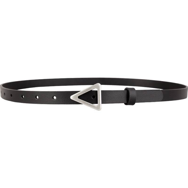 Ilussa Triangle Buckle Skinny Leather Belt