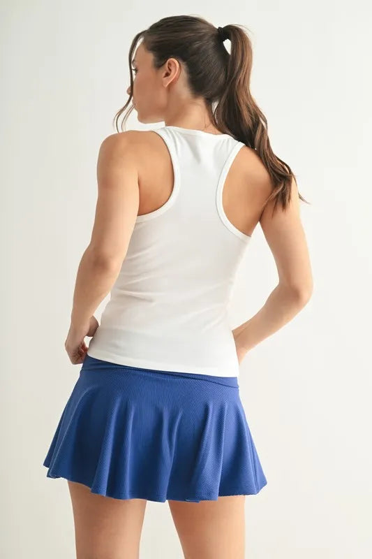 MONO B Slim Fit Scoop Neck Tank in White in Basic white