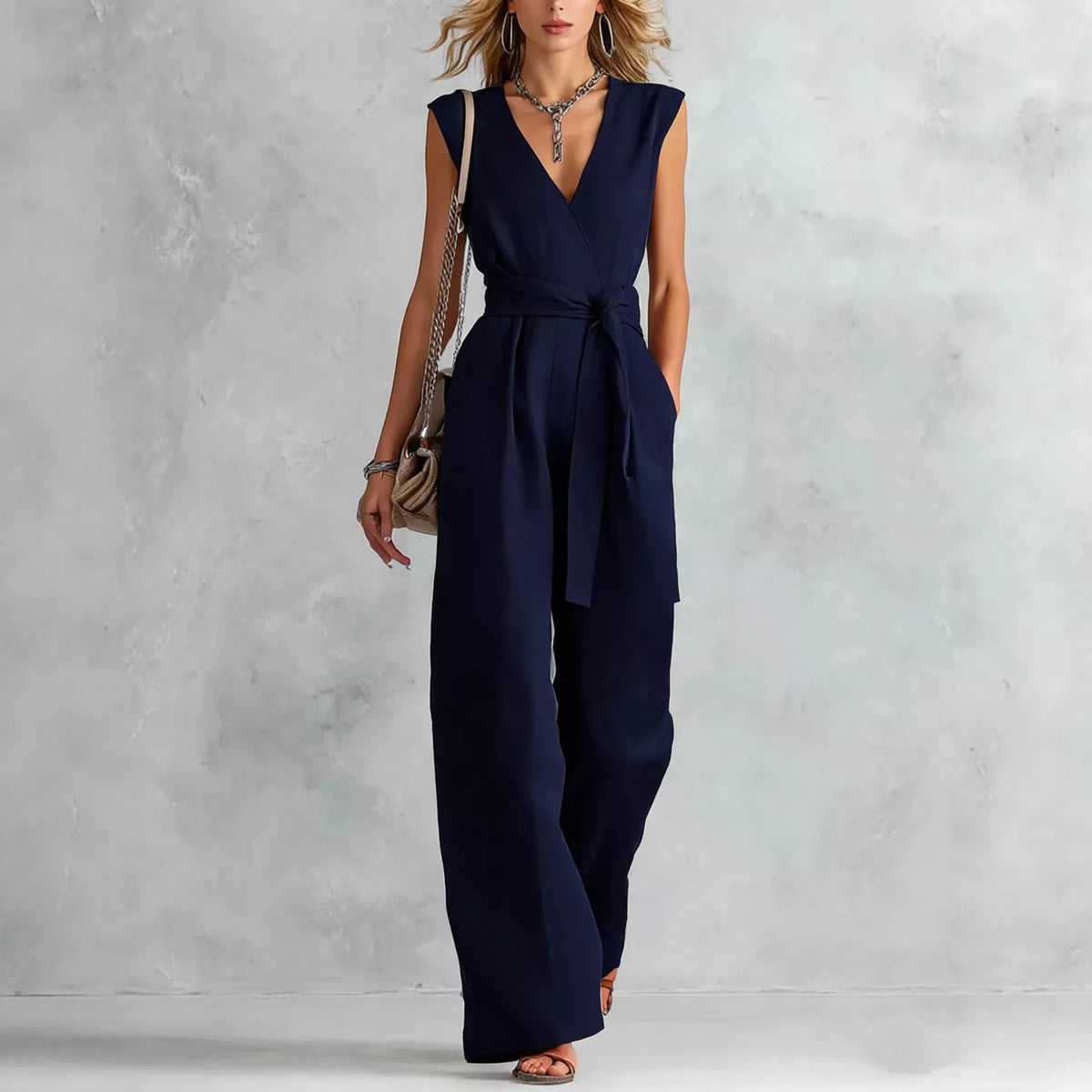Tied Sleeveless Wide Leg Jumpsuit