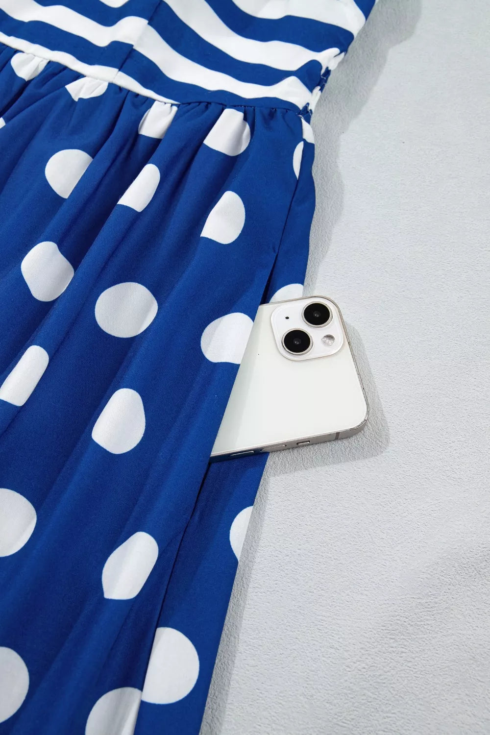 Patchwork Spaghetti Strap Maxi Dress in Navy