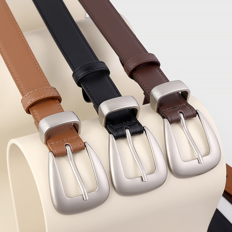 Ilussa Buckle Skinny Leather Belt — Classic