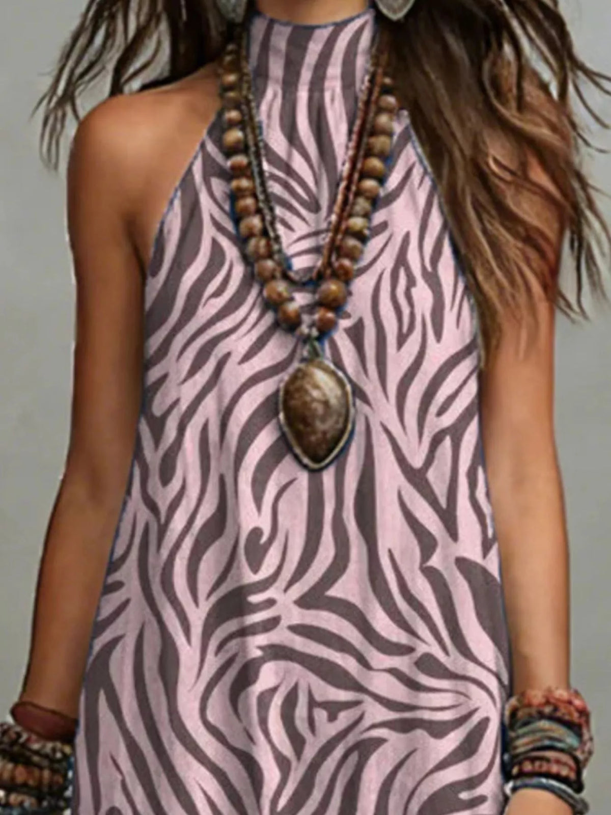 Printed Sleeveless Maxi Dress with Slit