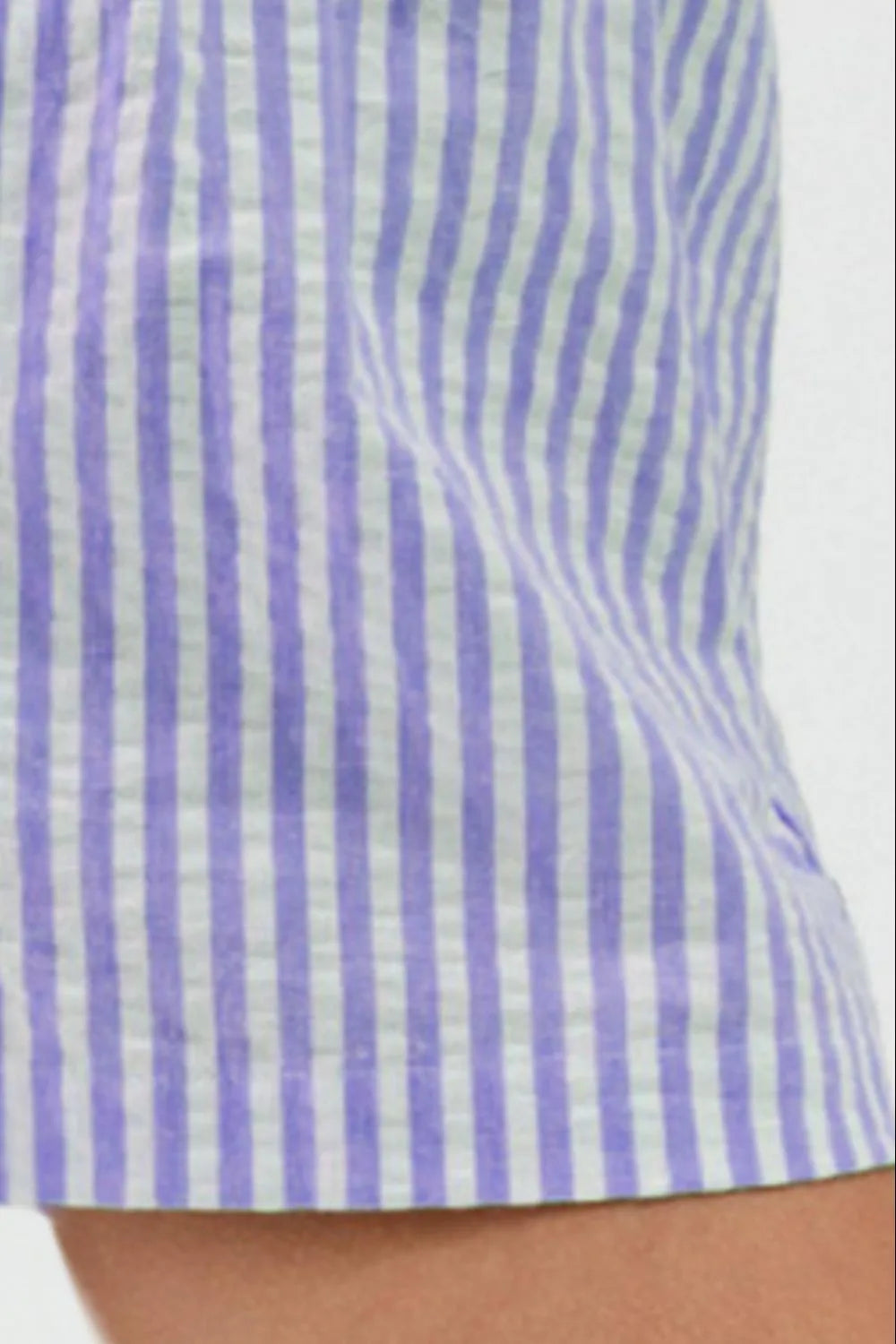 Striped Elastic Waist Shorts with Button Detail by Mystique Q