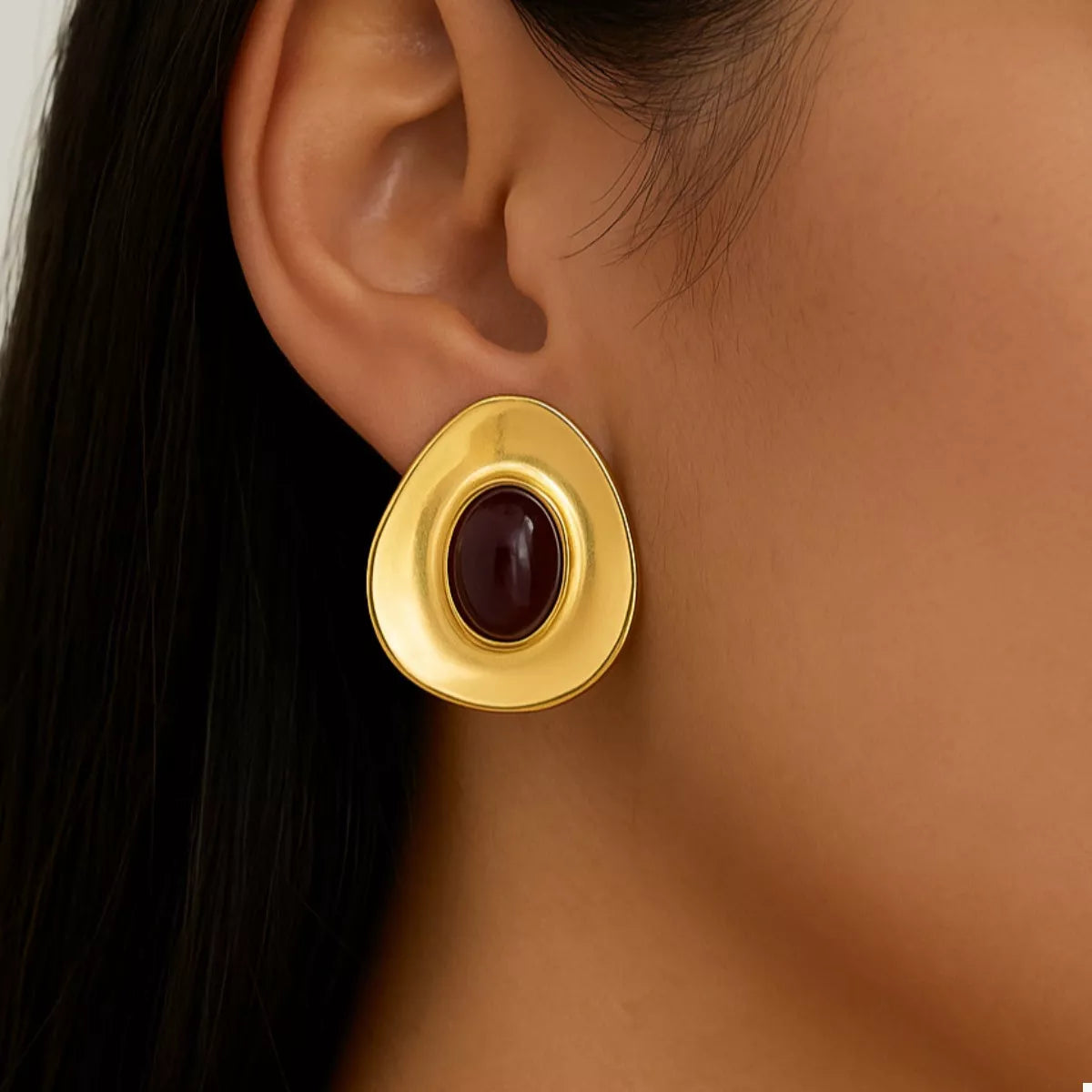 Gold Aria Resin Stud Earrings - Ilussa