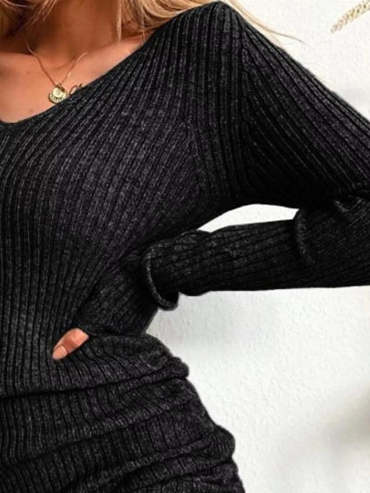 Ribbed Knit Drawstring Bodycon Sweater Dress