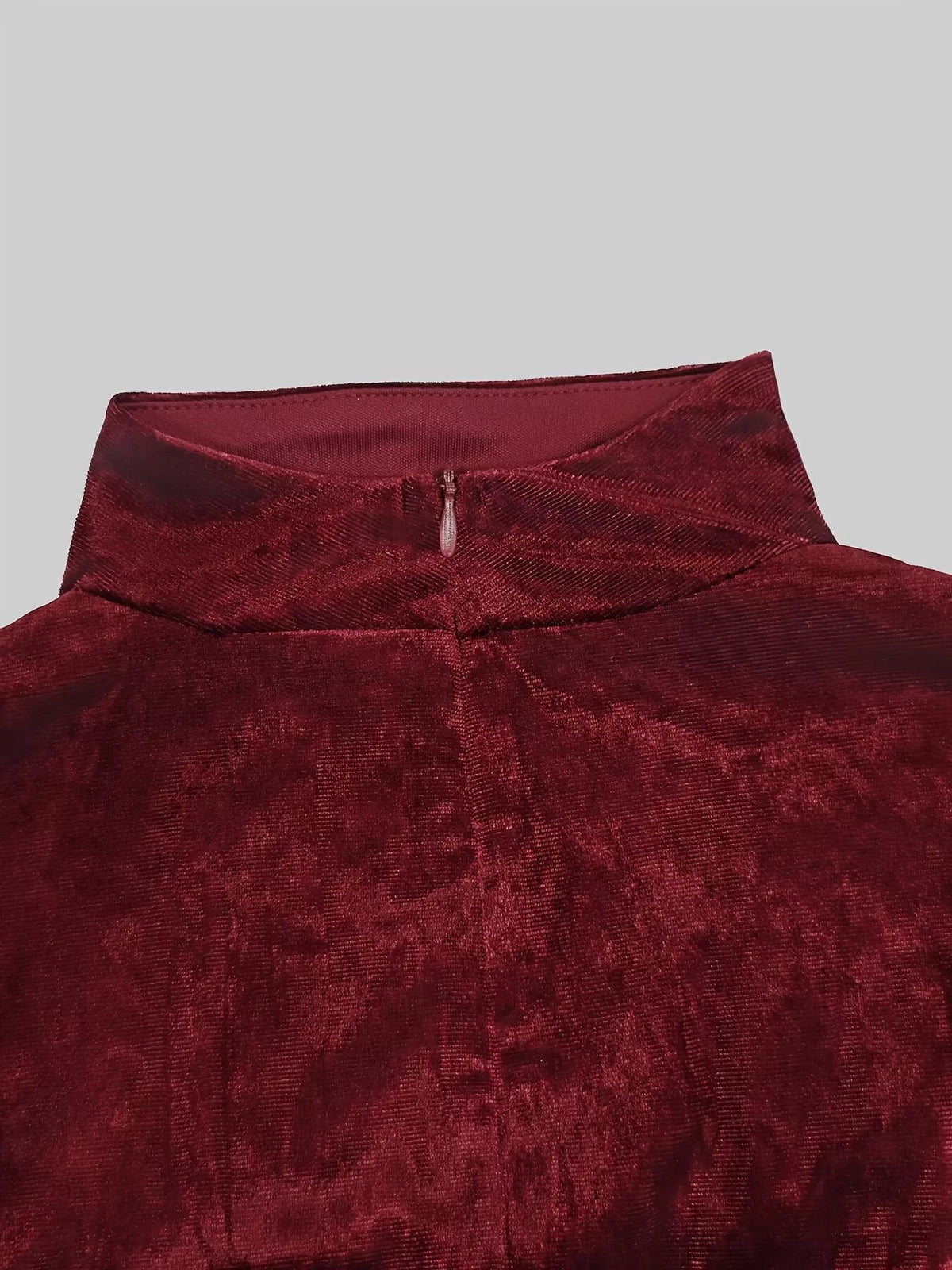 Velvet Mock Neck Maxi Dress in Burgundy