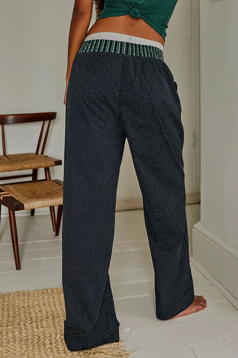 Polka Dot Wide Leg Pants in Black