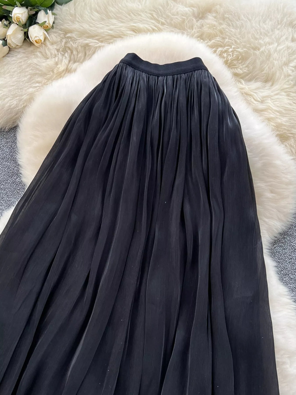 Pleated High-Waist Maxi Skirt