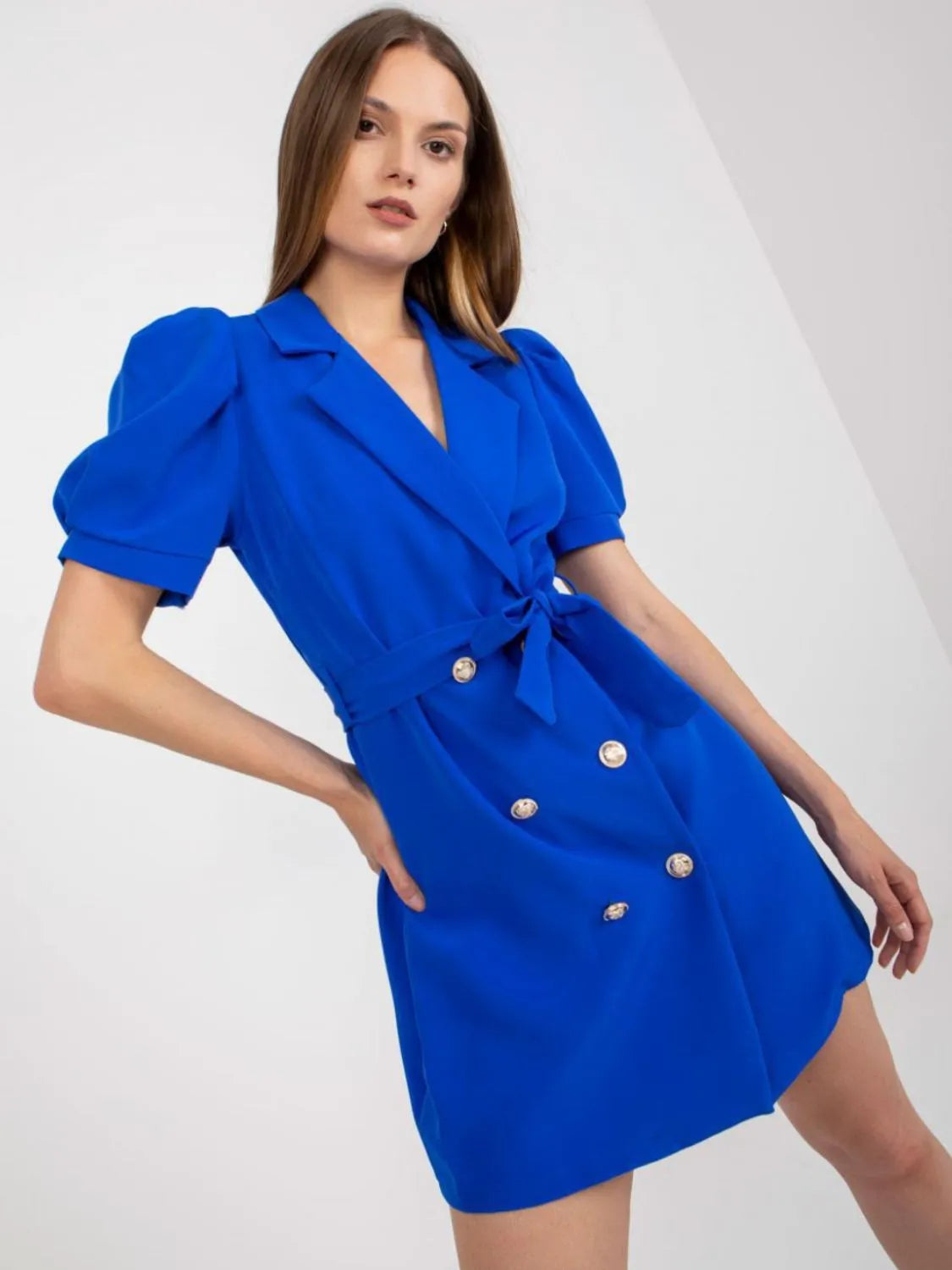 Tie-Waist Short Sleeve Blazer Dress