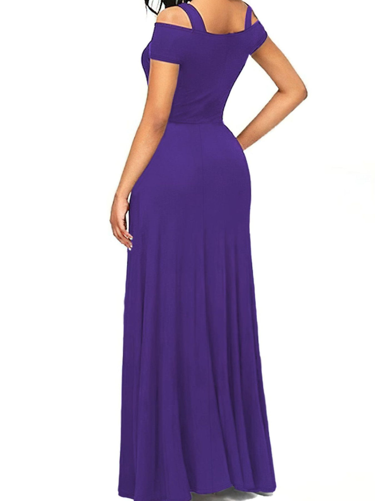 Off-Shoulder Cutout Slit Maxi Dress