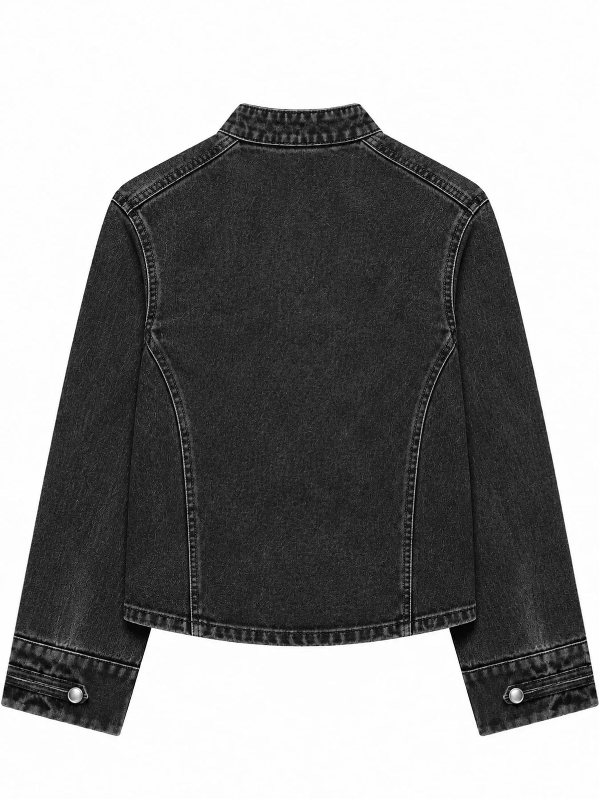 Decorative Button Cropped Denim Jacket
