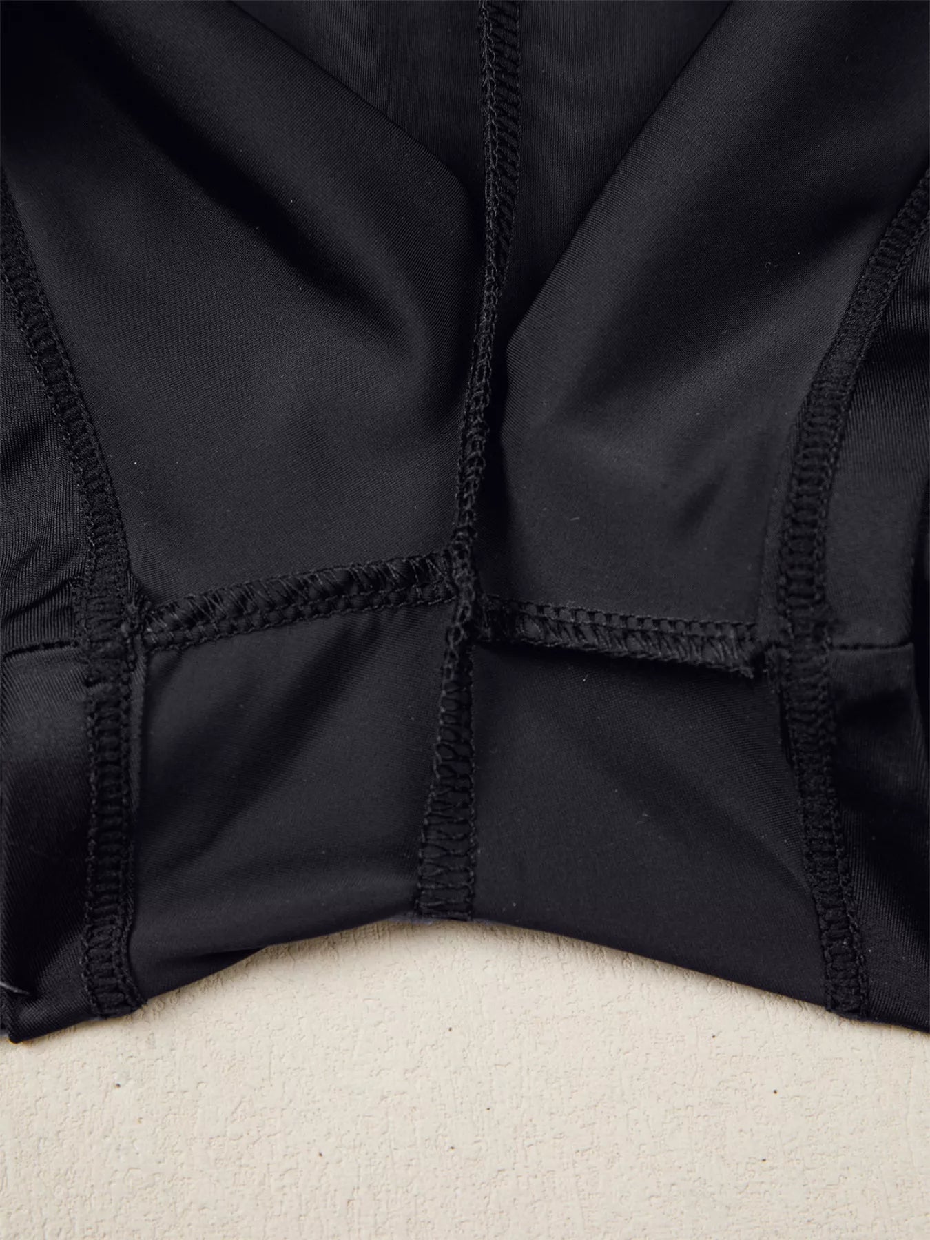 Ribbed Patchwork High-Waist Athletic Shorts in Black
