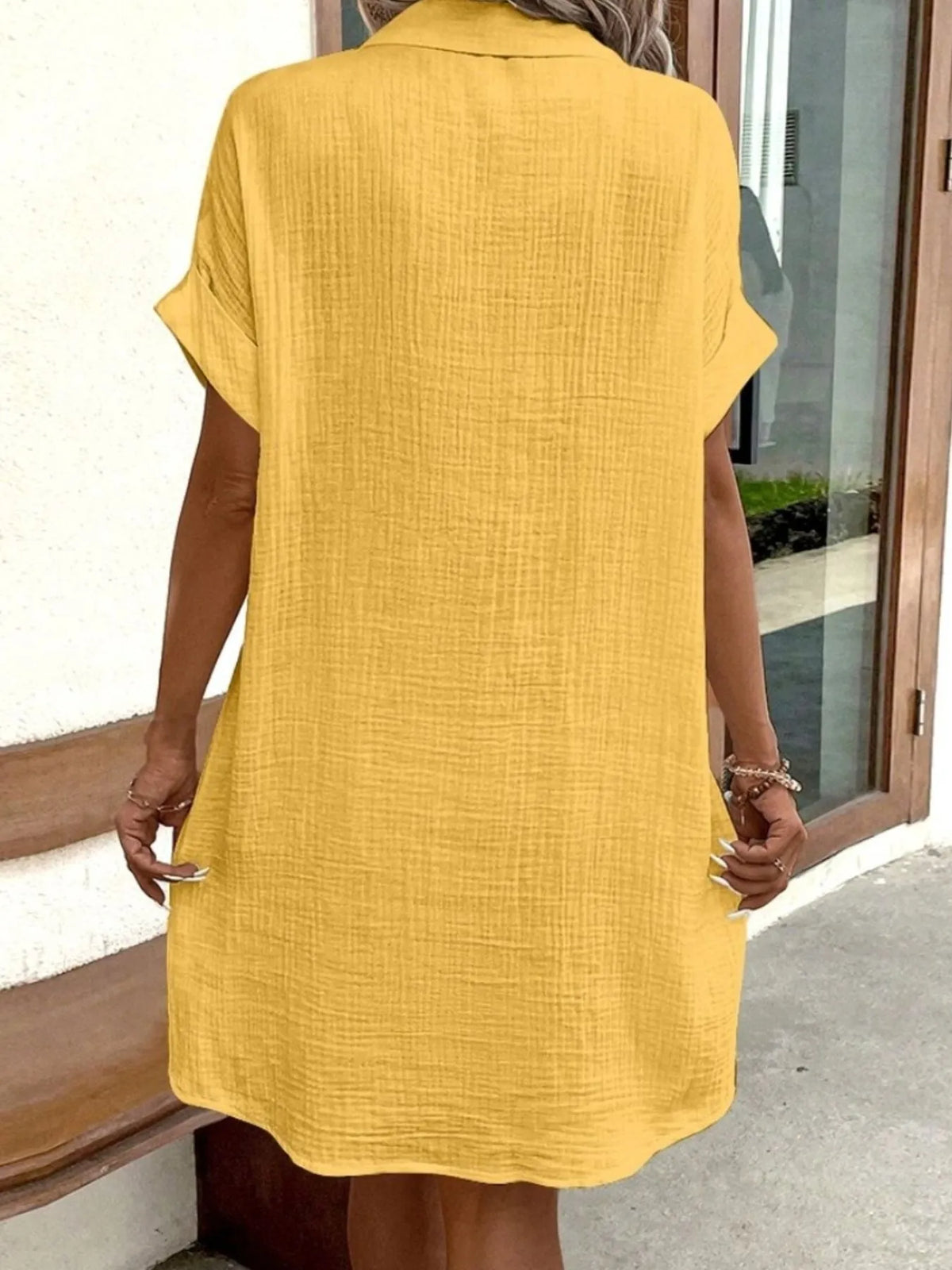 Button-Down Shirt Dress with Pockets
