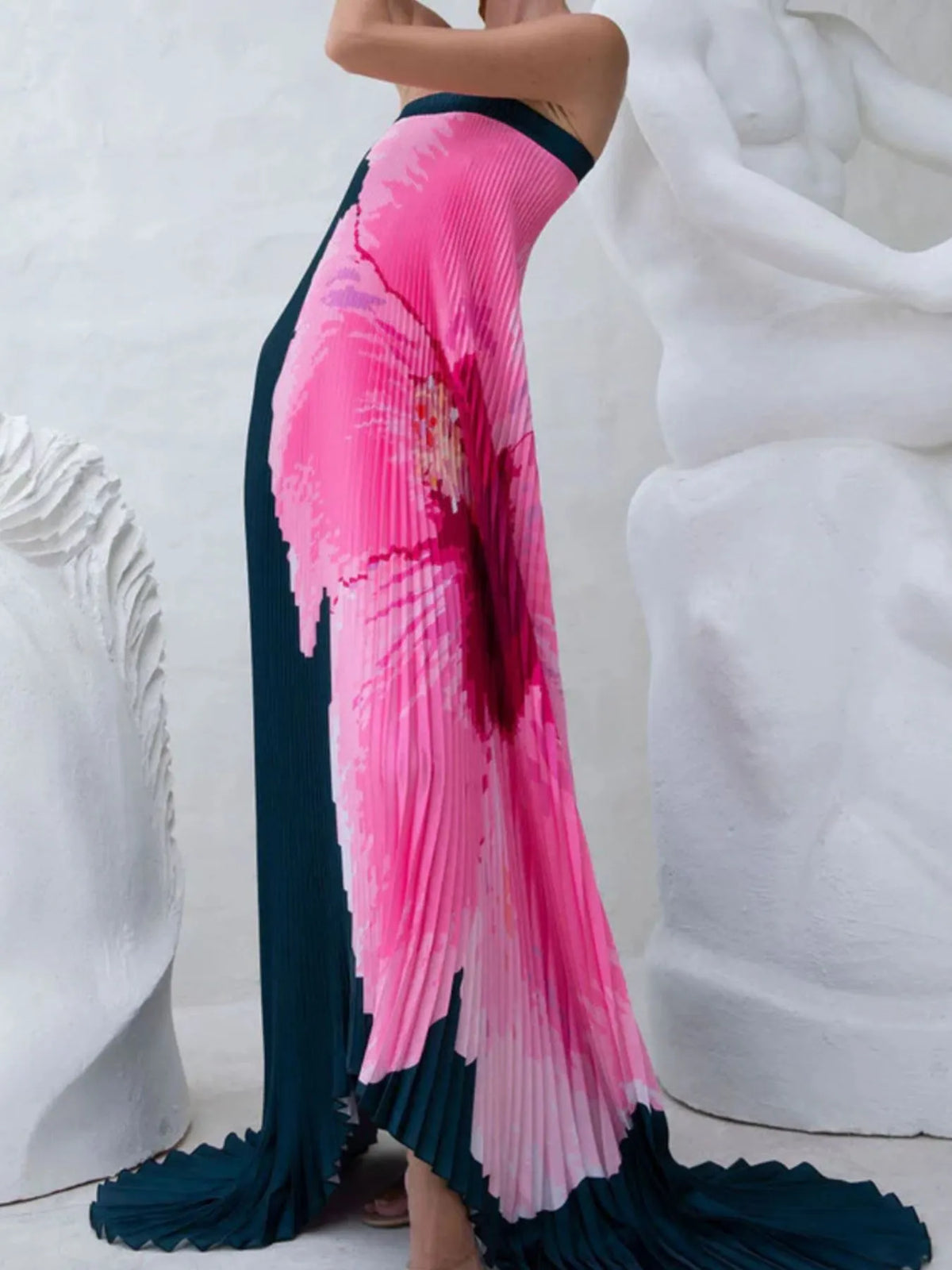 Pleated Tube Floor-Length Dress