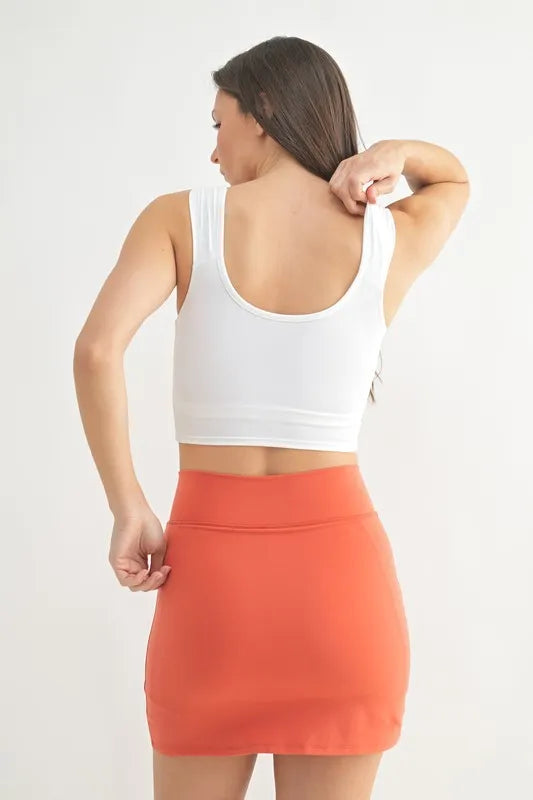 MONO B Ruched Front Active Tank in White