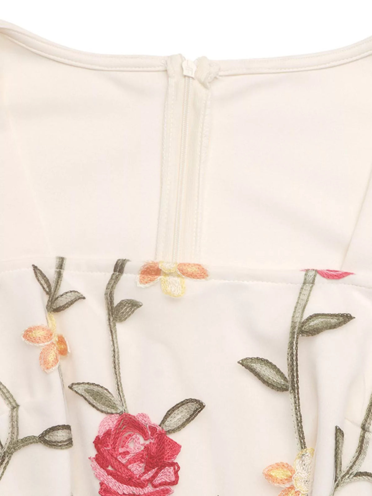 Floral Embroidered Ruffle Trim Jumpsuit in Beige
