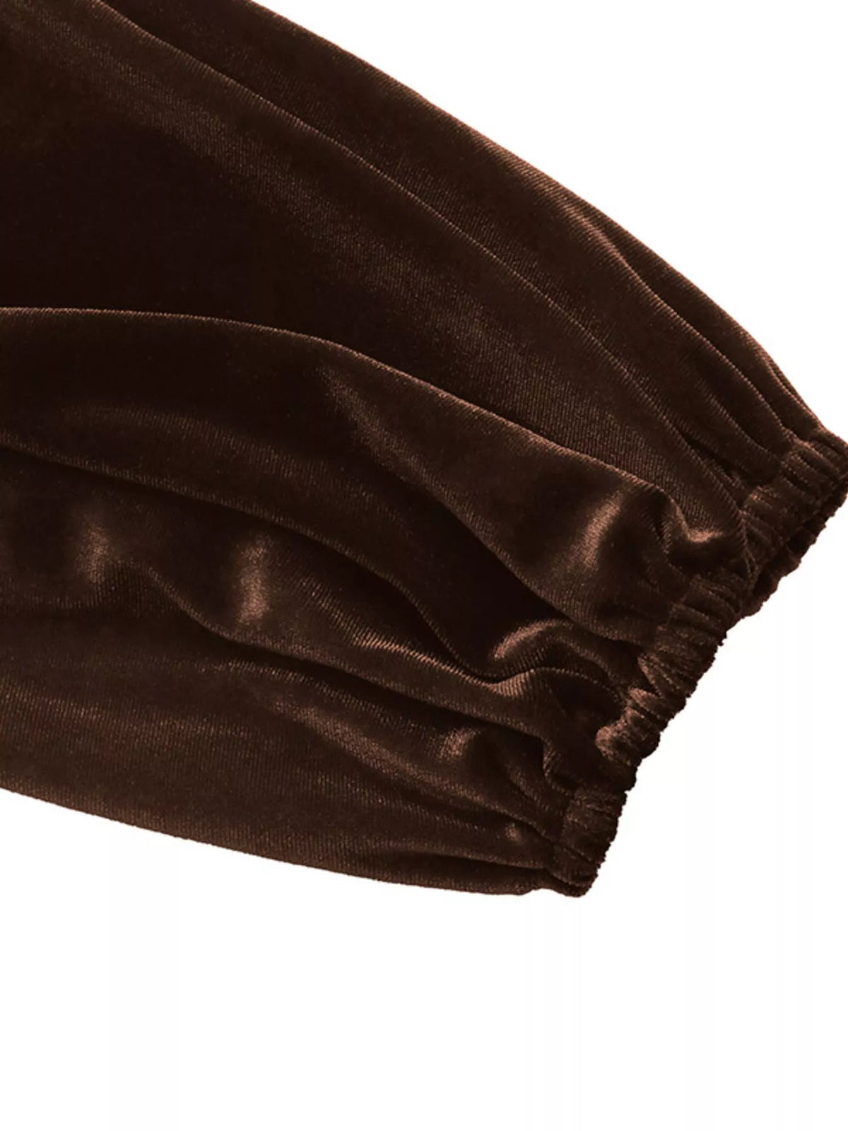 A-Line Velvet Dress with Lace Trim in Brown