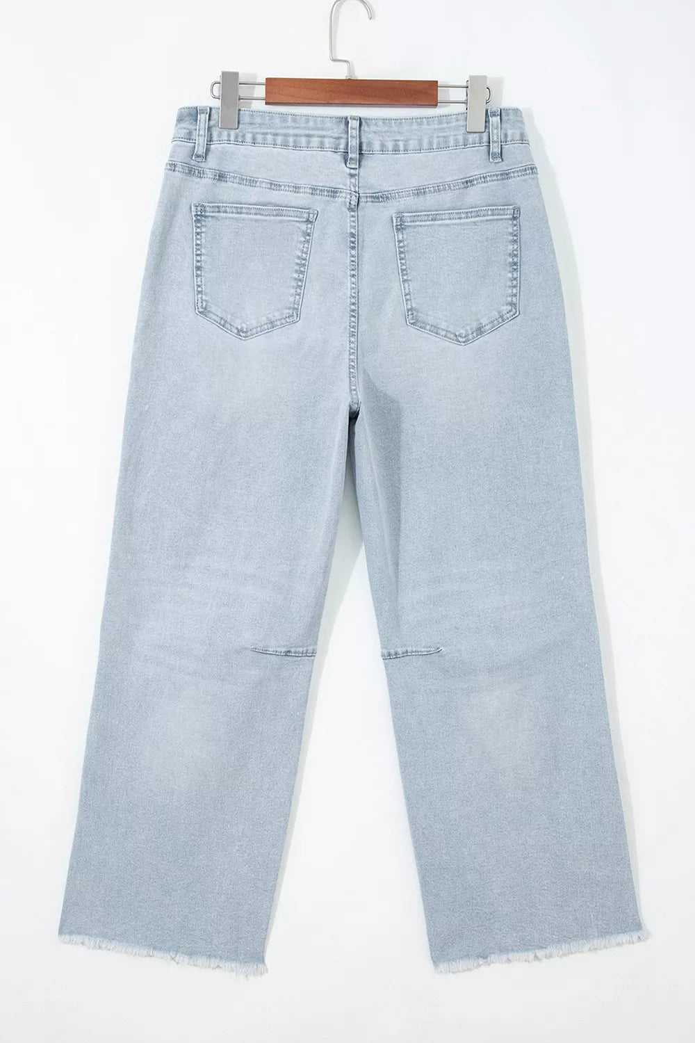 Sequin Patch Pocket Ankle Jeans in Light Blue