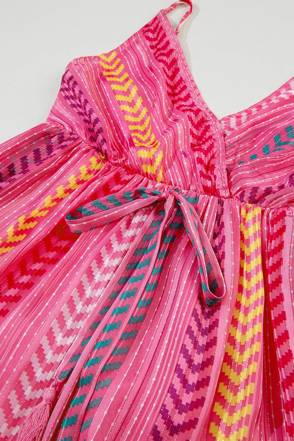 Printed Surplice Maxi Cami Dress in Pink
