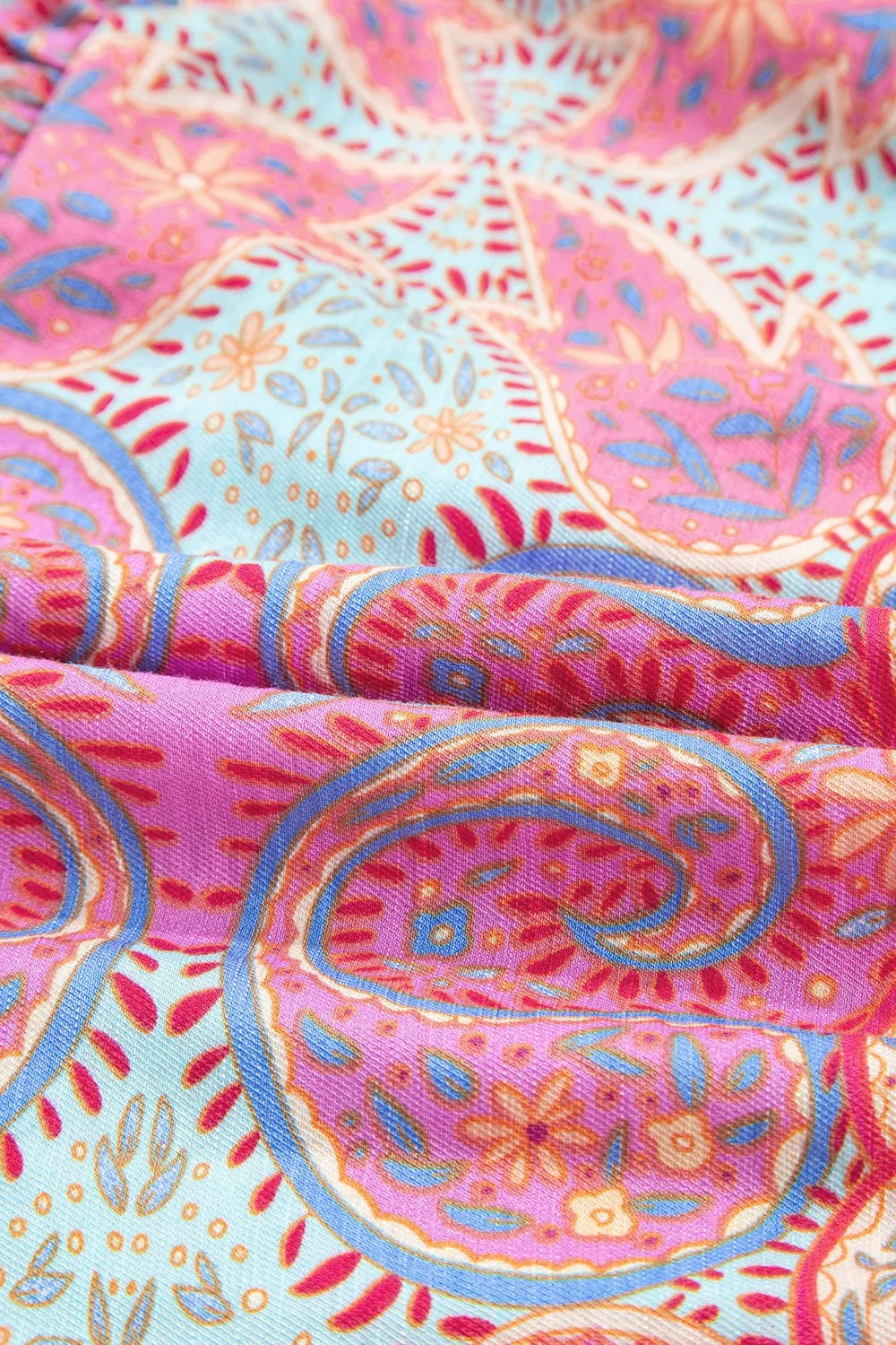 Tribal Paisley Print Midi Dress in Dusty Pink