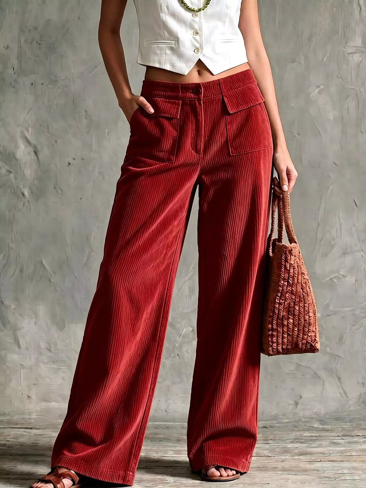 Wide-Leg Corduroy Pants
