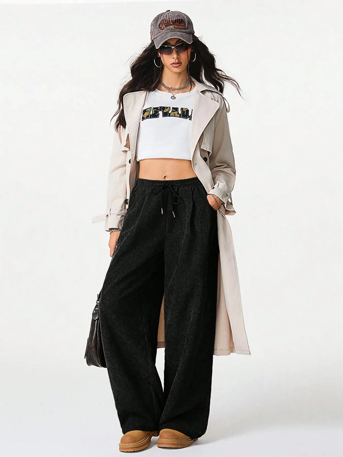 Relaxed Wide Leg Drawstring Pants