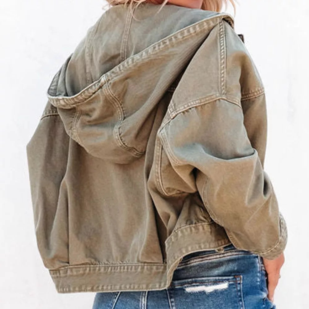 Hooded Dropped-Shoulder Denim Jacket by Y.Y@Denim