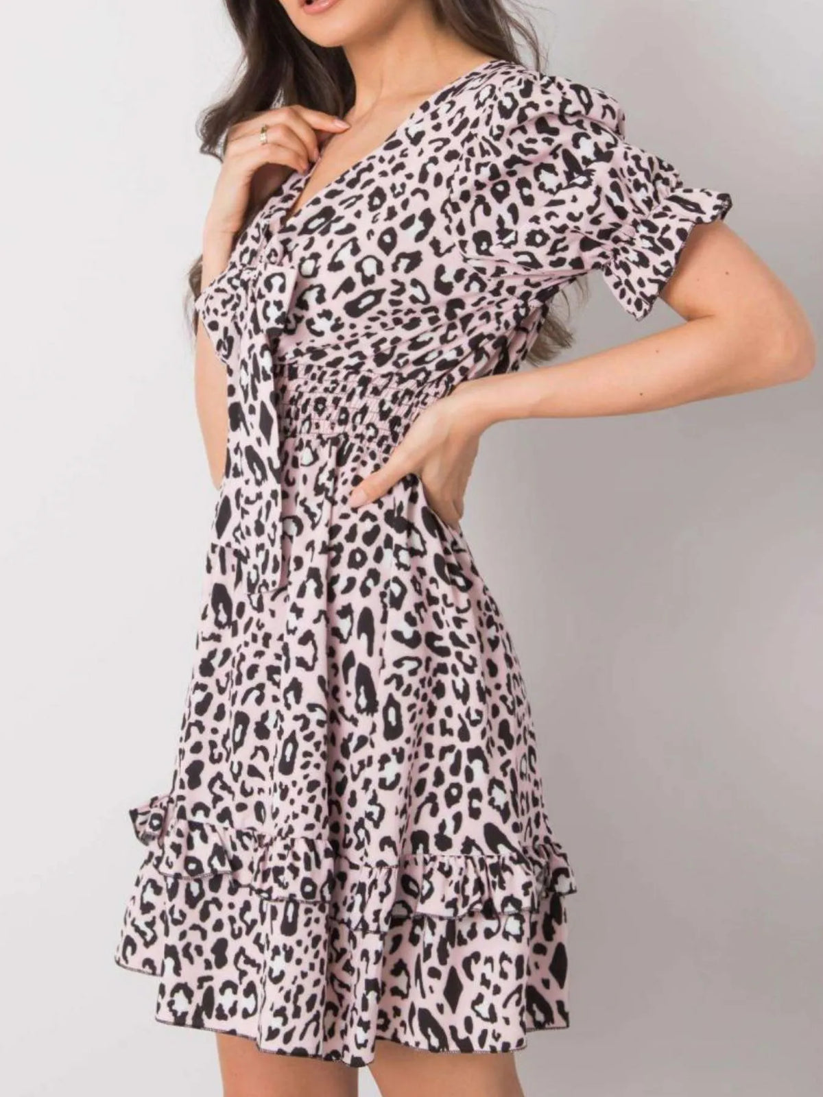 Leopard Print Tie-Front Mini Dress