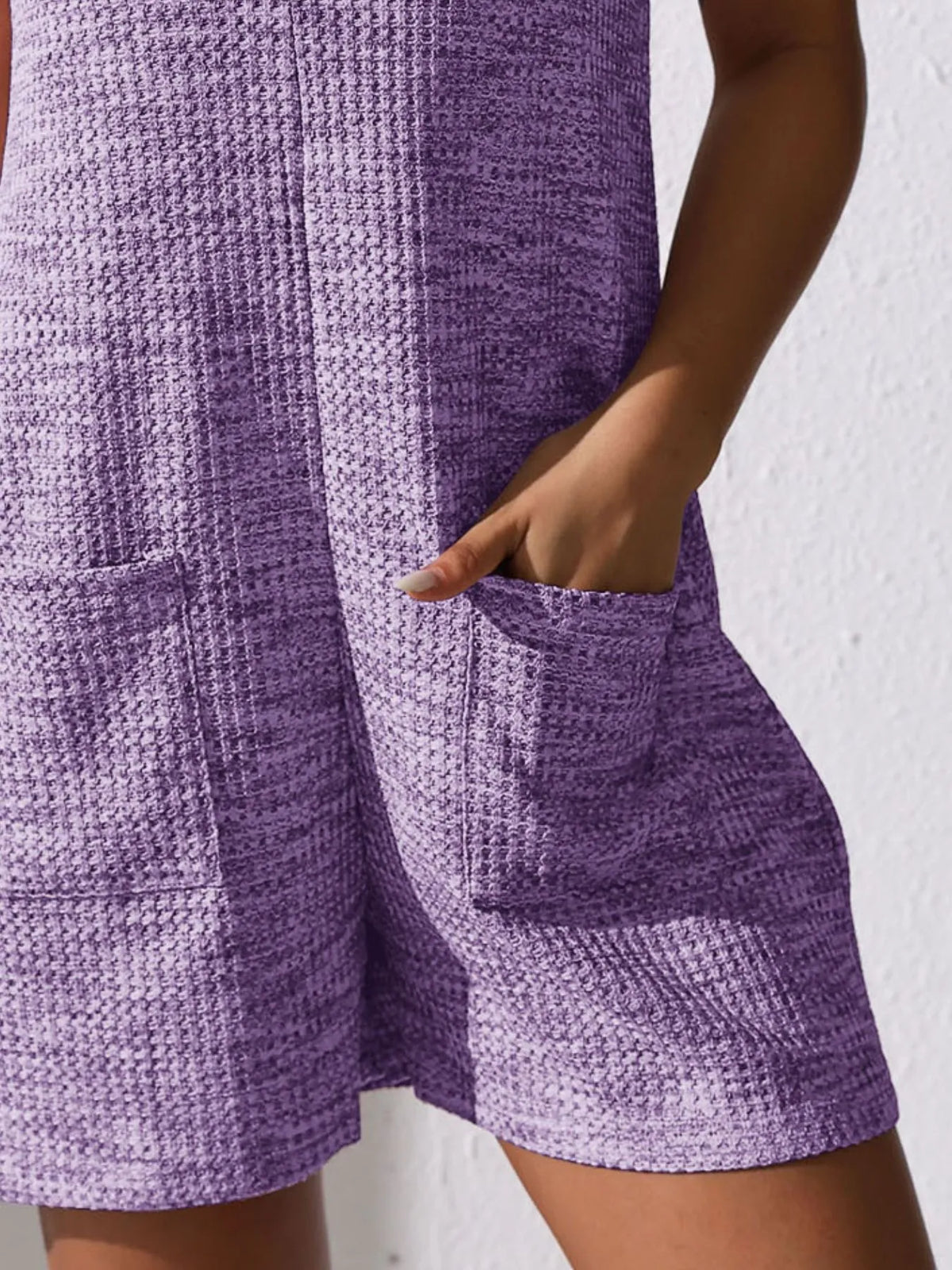 Button Front Romper with Pockets