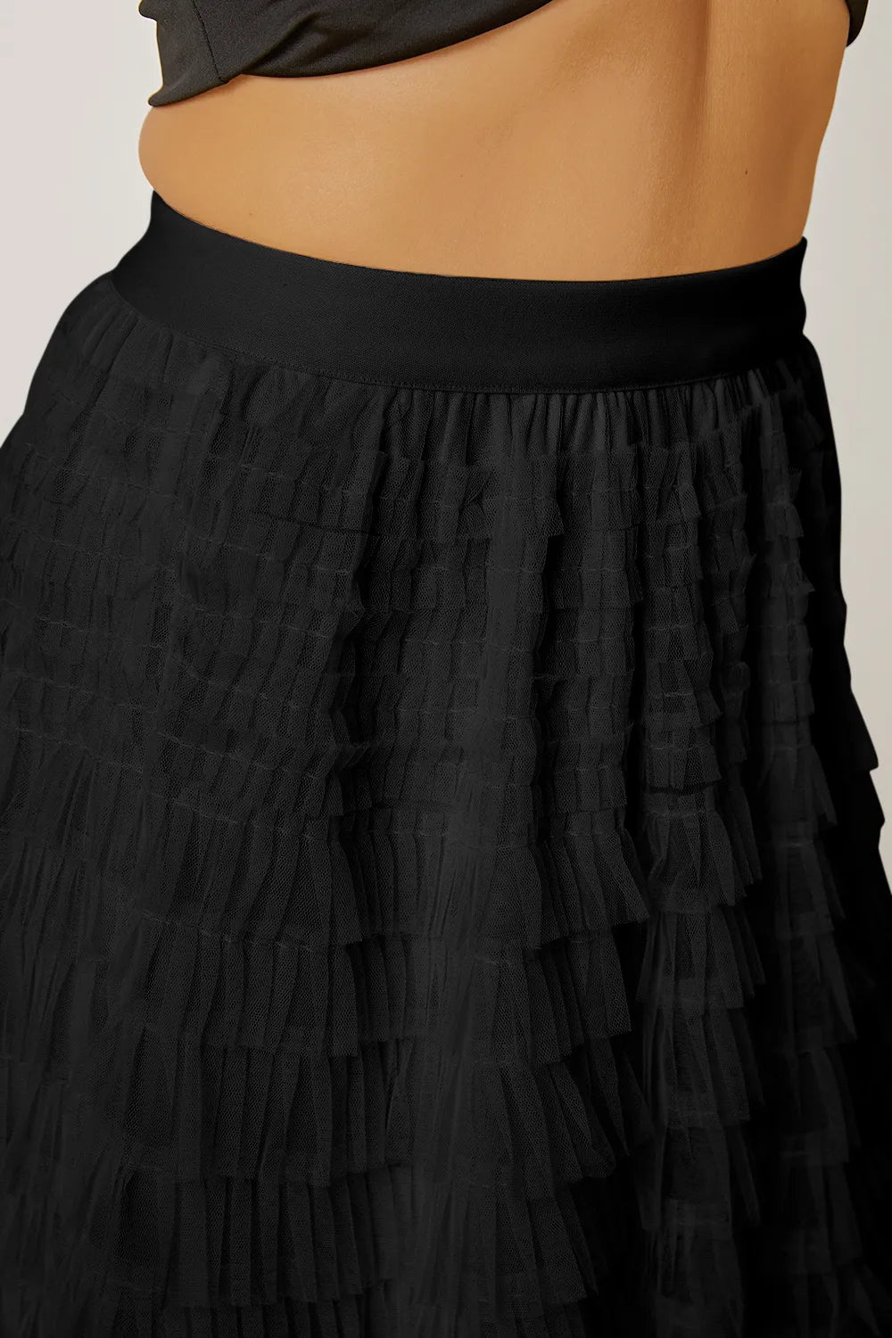 Ruched High-Waist Tiered Skirt by MDML