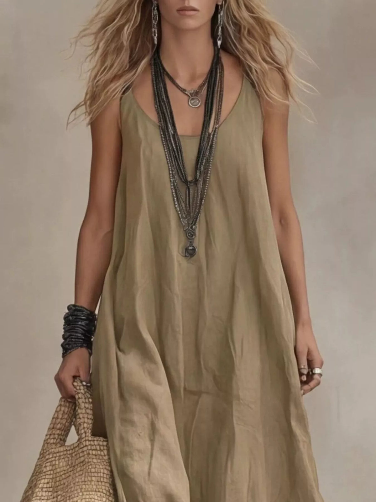 Scoop Neck Sleeveless Maxi Dress