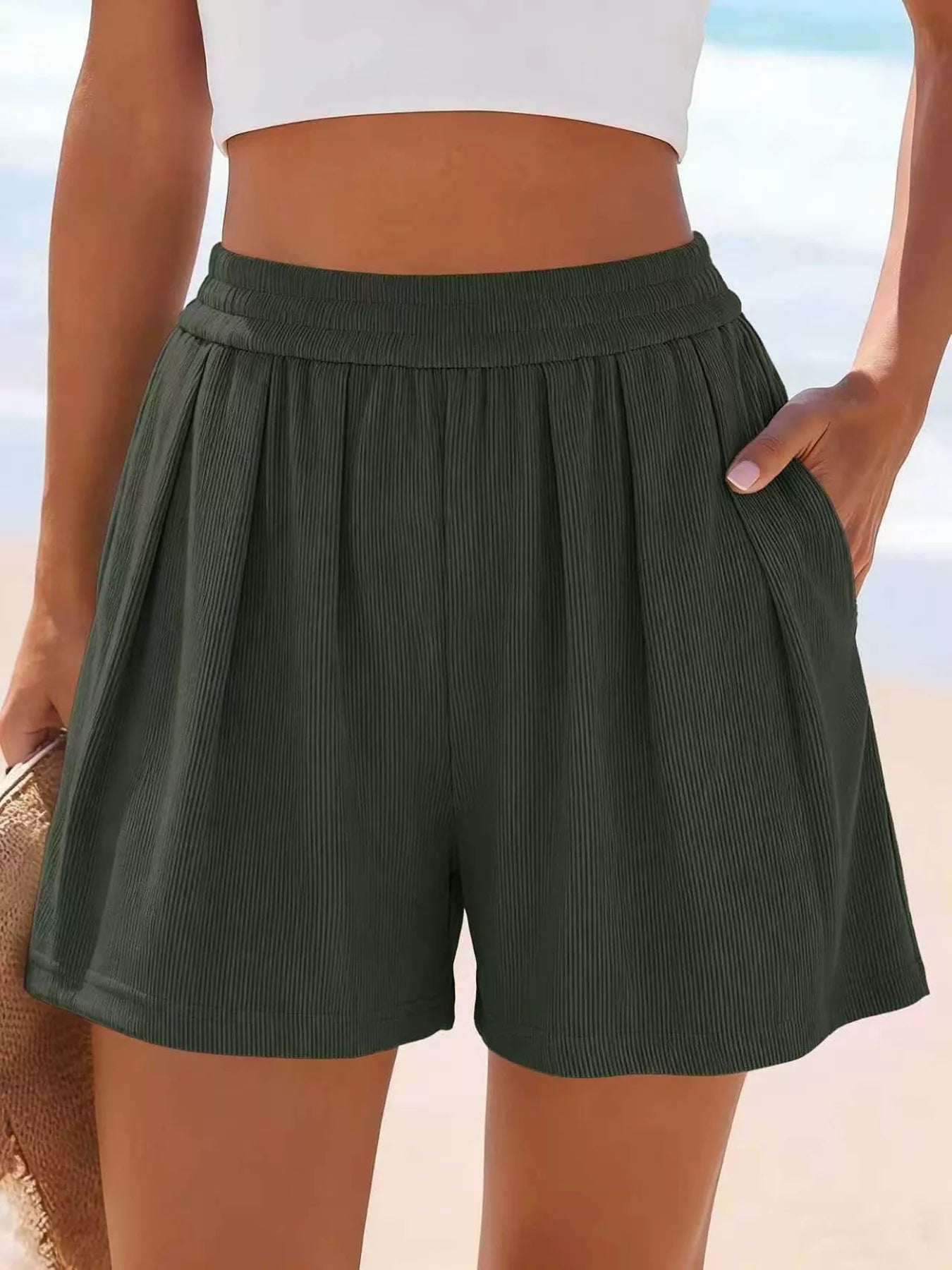 Ribbed High-Waisted Shorts
