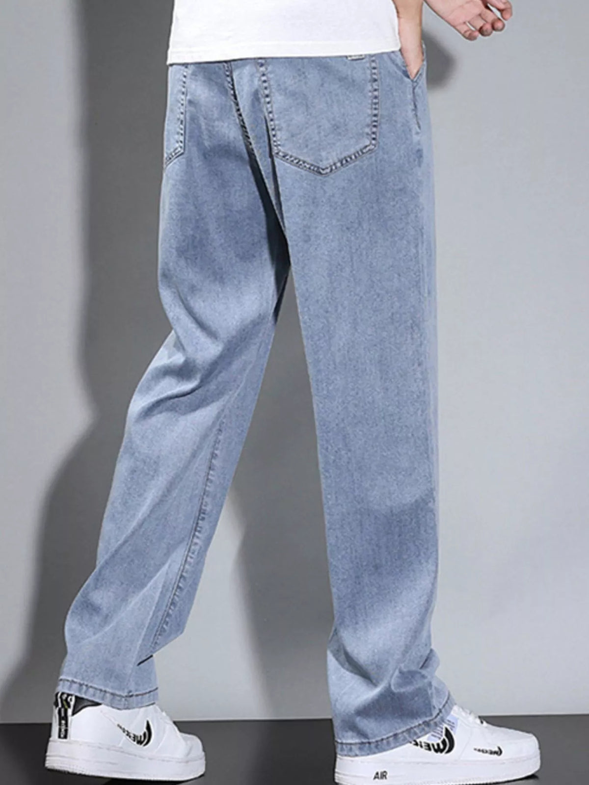 Loose Fit Washed Jeans with Pockets by True Self