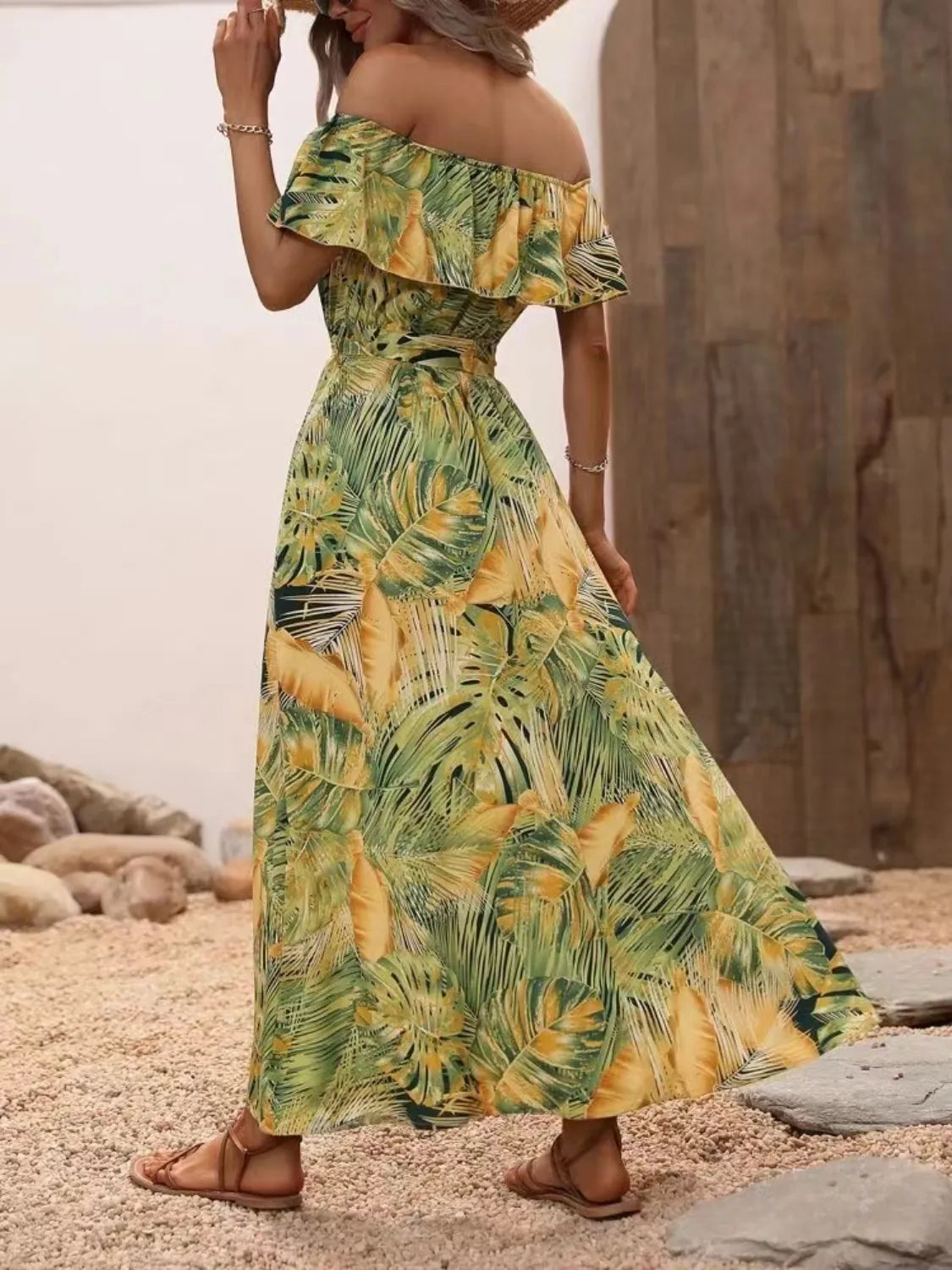 Ruffled Off-Shoulder Maxi Dress