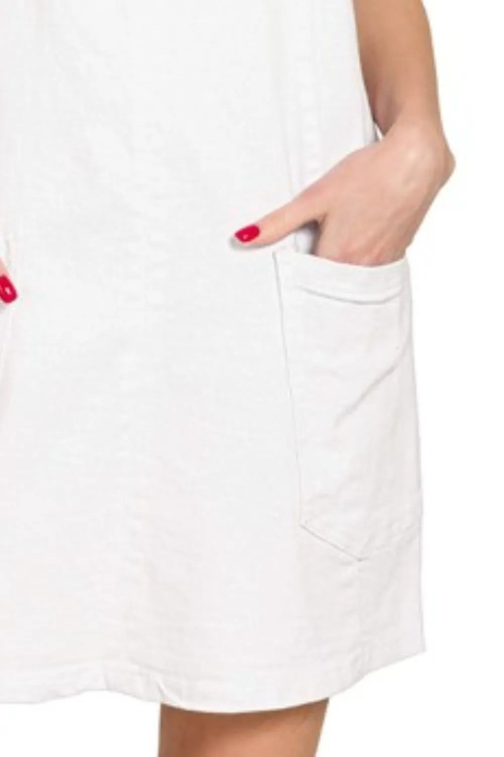 Zenana Washed Denim Overall Dress in White