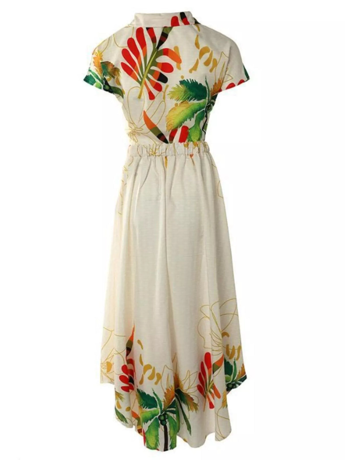 Tropical Floral Button-Up Crop Top & Maxi Skirt Set