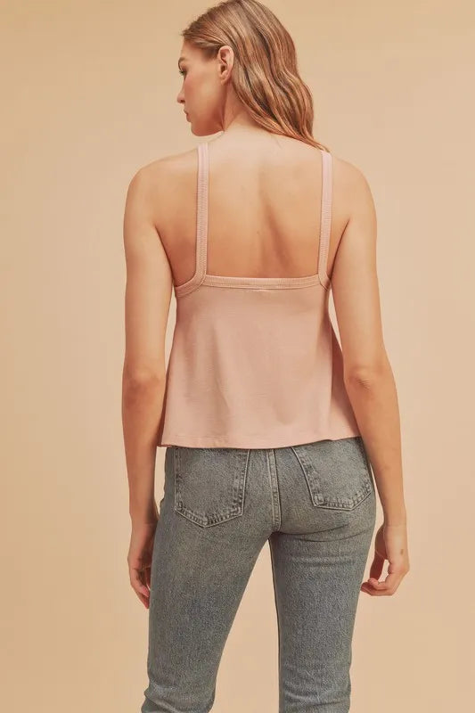 Lightweight Ribbed Tank in Apricot