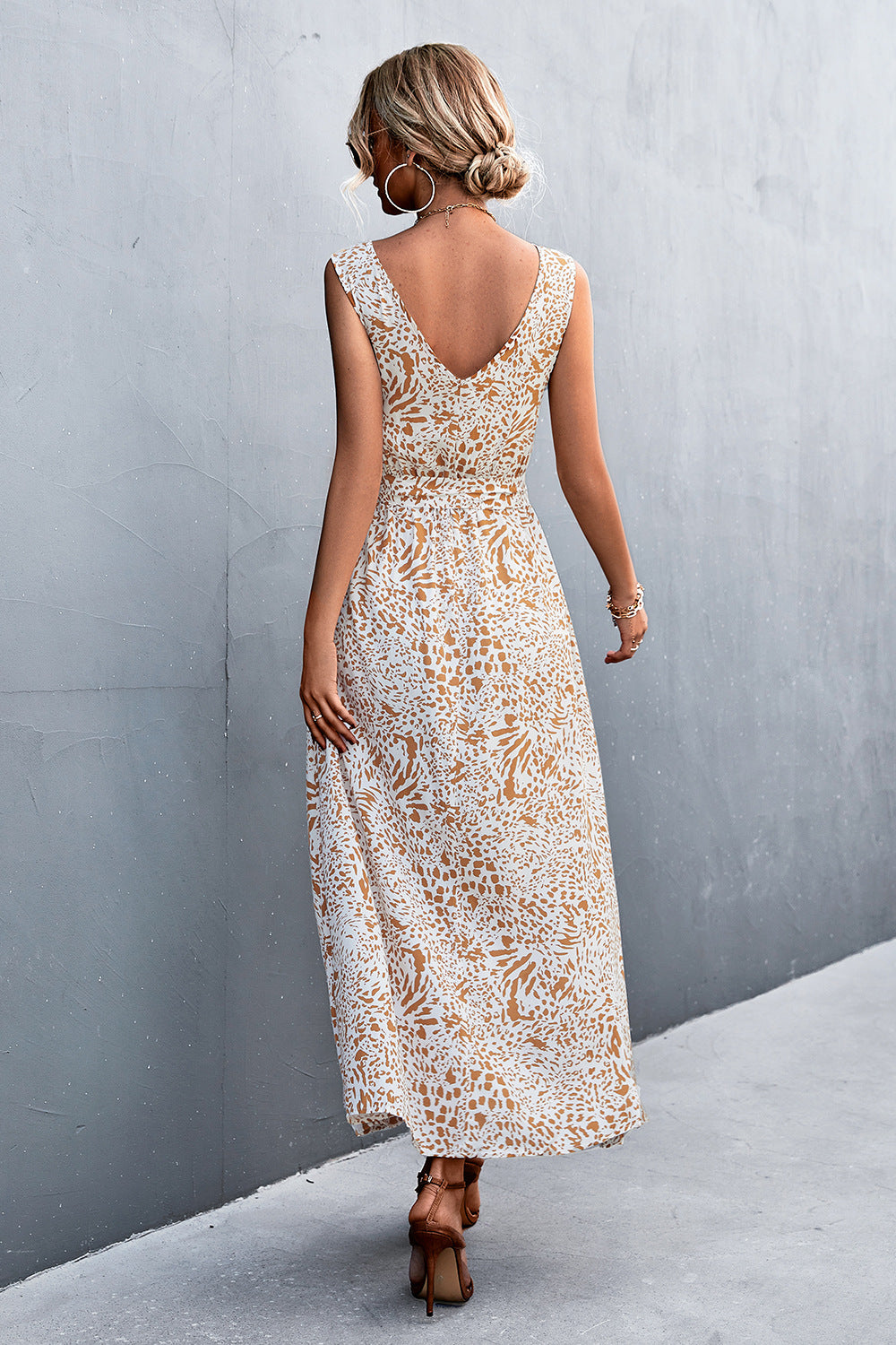 Printed Tie-Waist Maxi Dress with Pockets