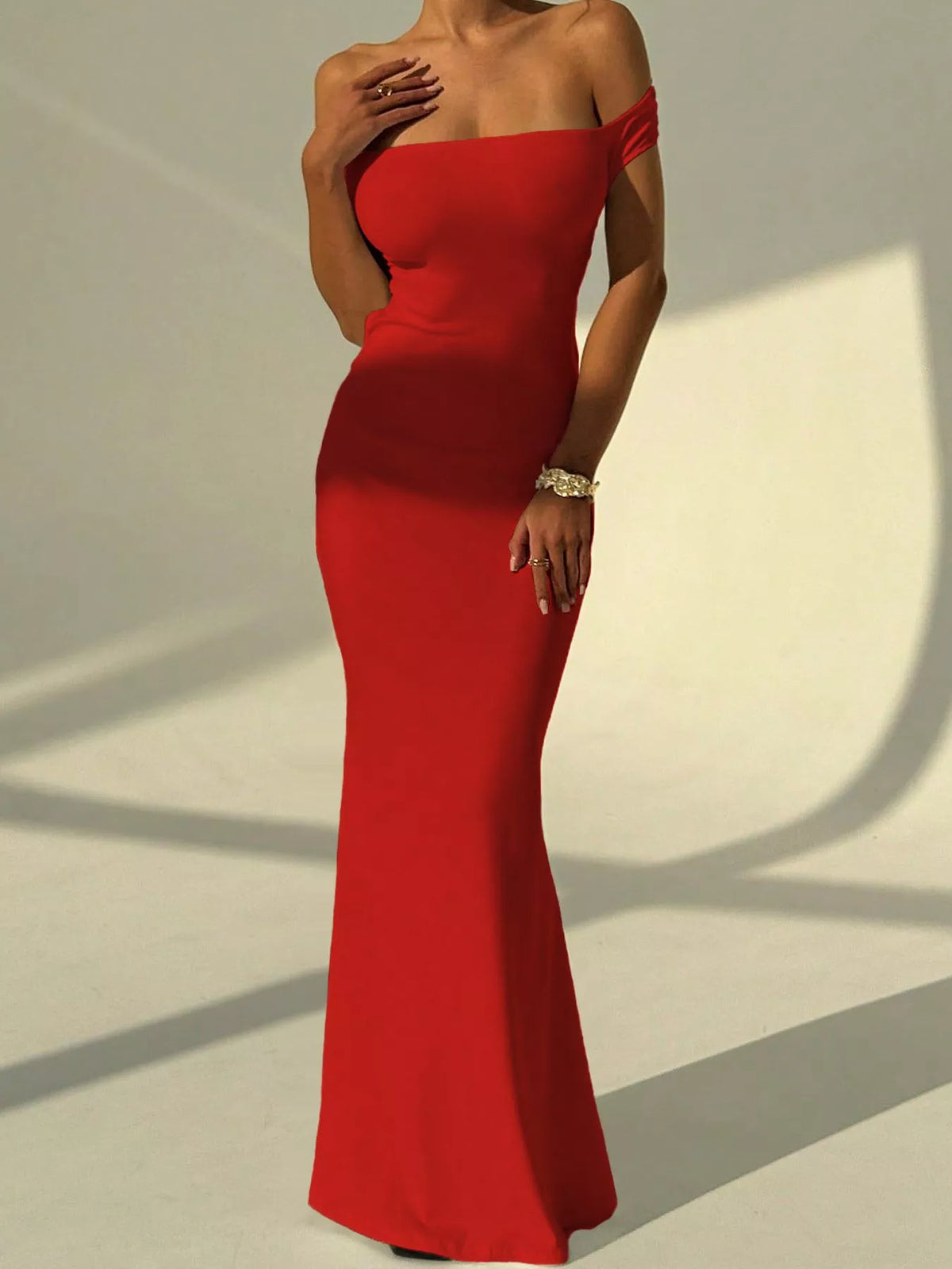 Backless Off-Shoulder Bodycon Mermaid Maxi Dress