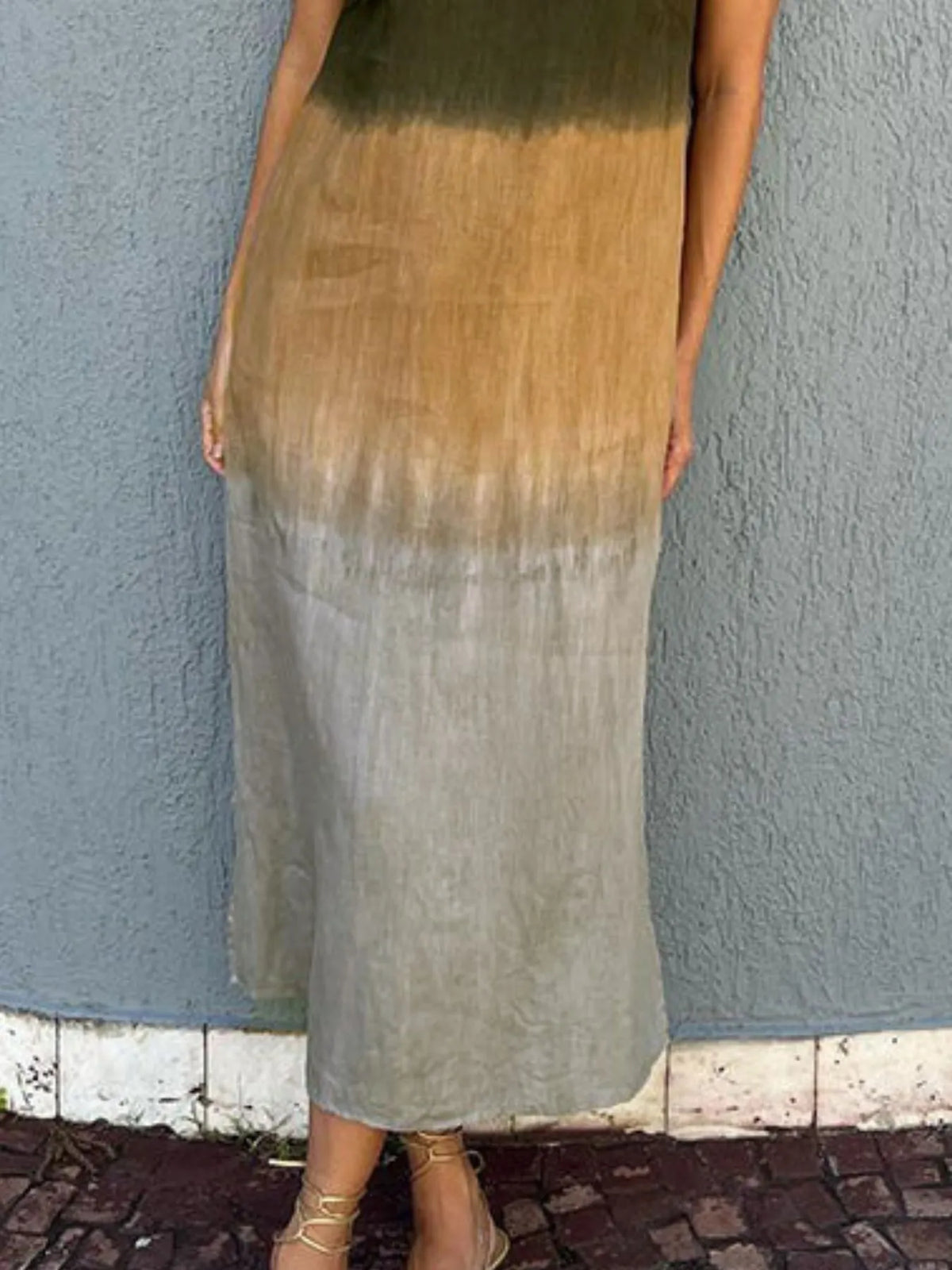 Gradient Tank Midi Dress with Side Slit