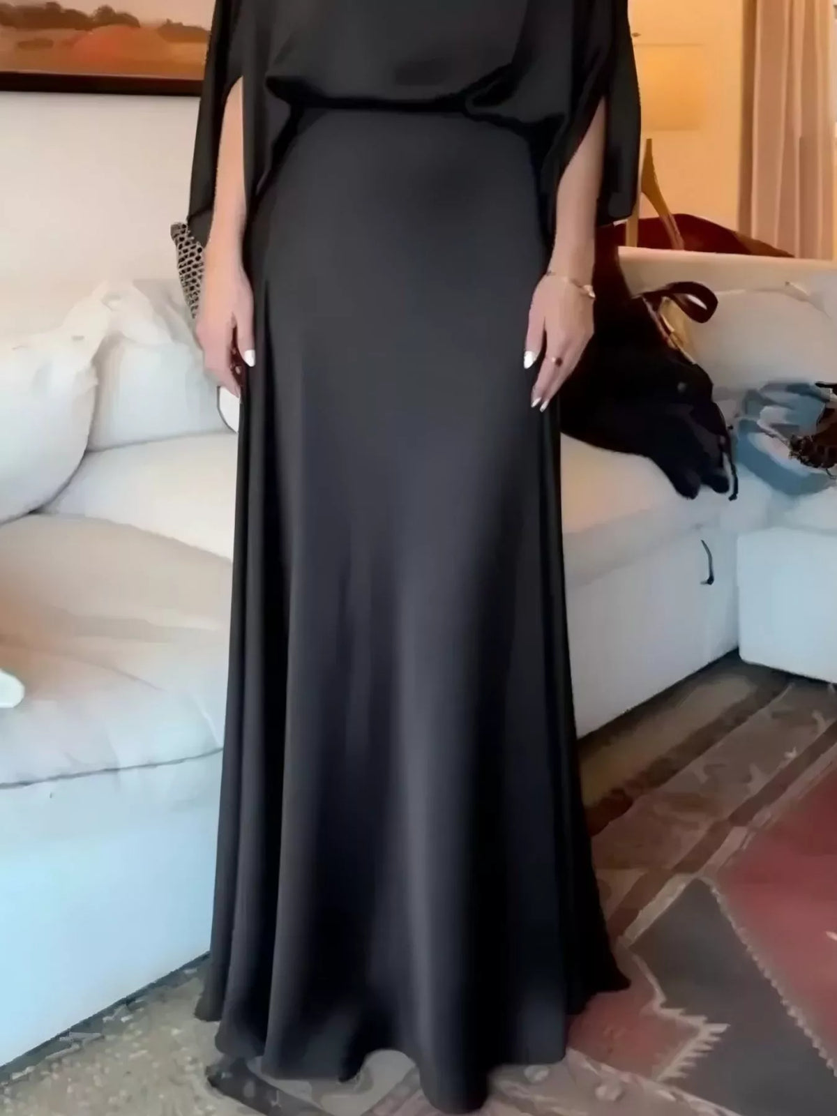Batwing Sleeve Ruched Maxi Dress