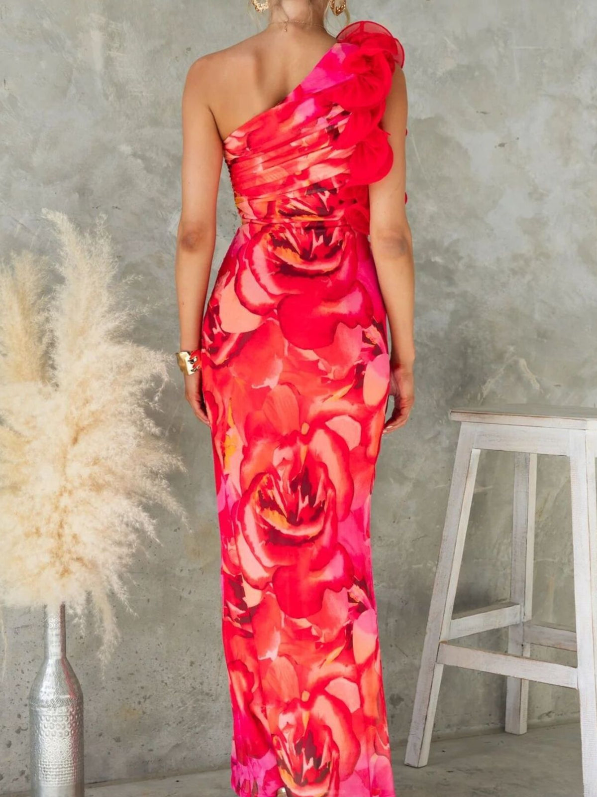 Floral One-Shoulder Maxi Dress
