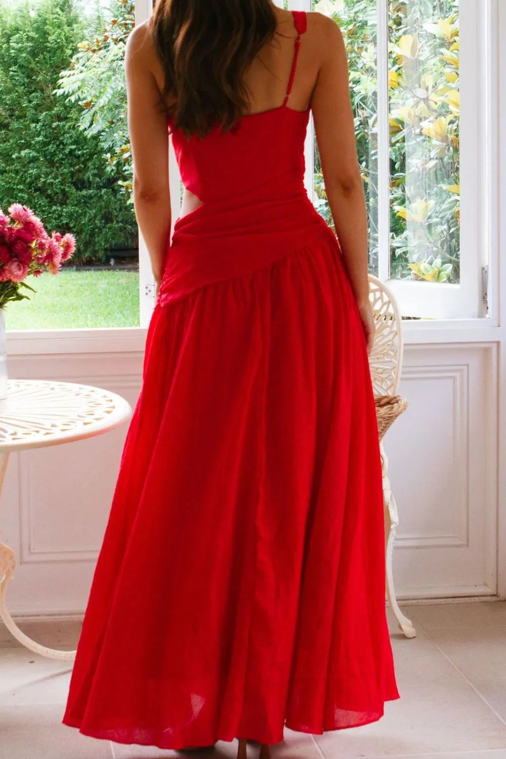 Cutout Back V-Neck Dress