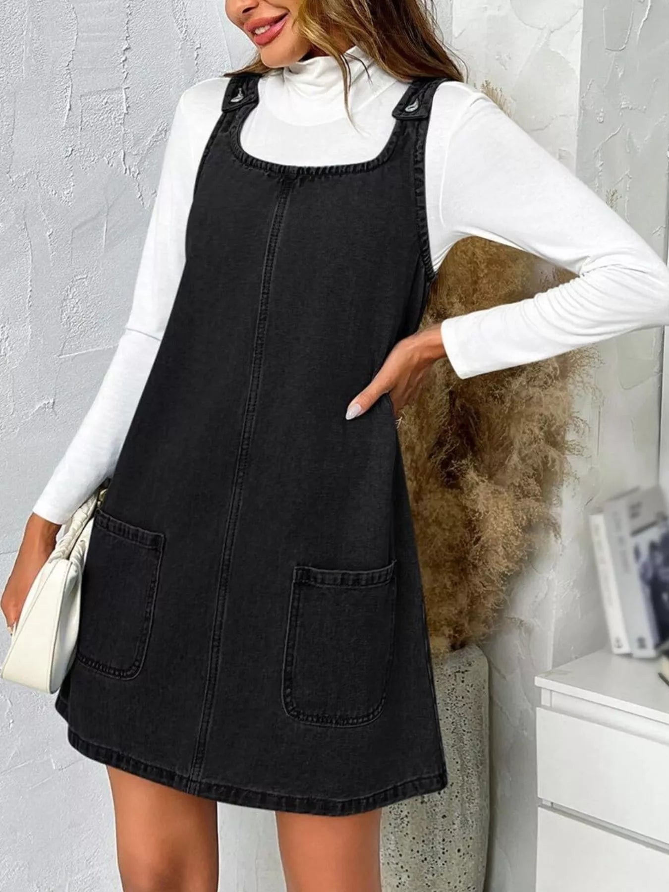 Casual Scoop Neck Sleeveless Denim Dress