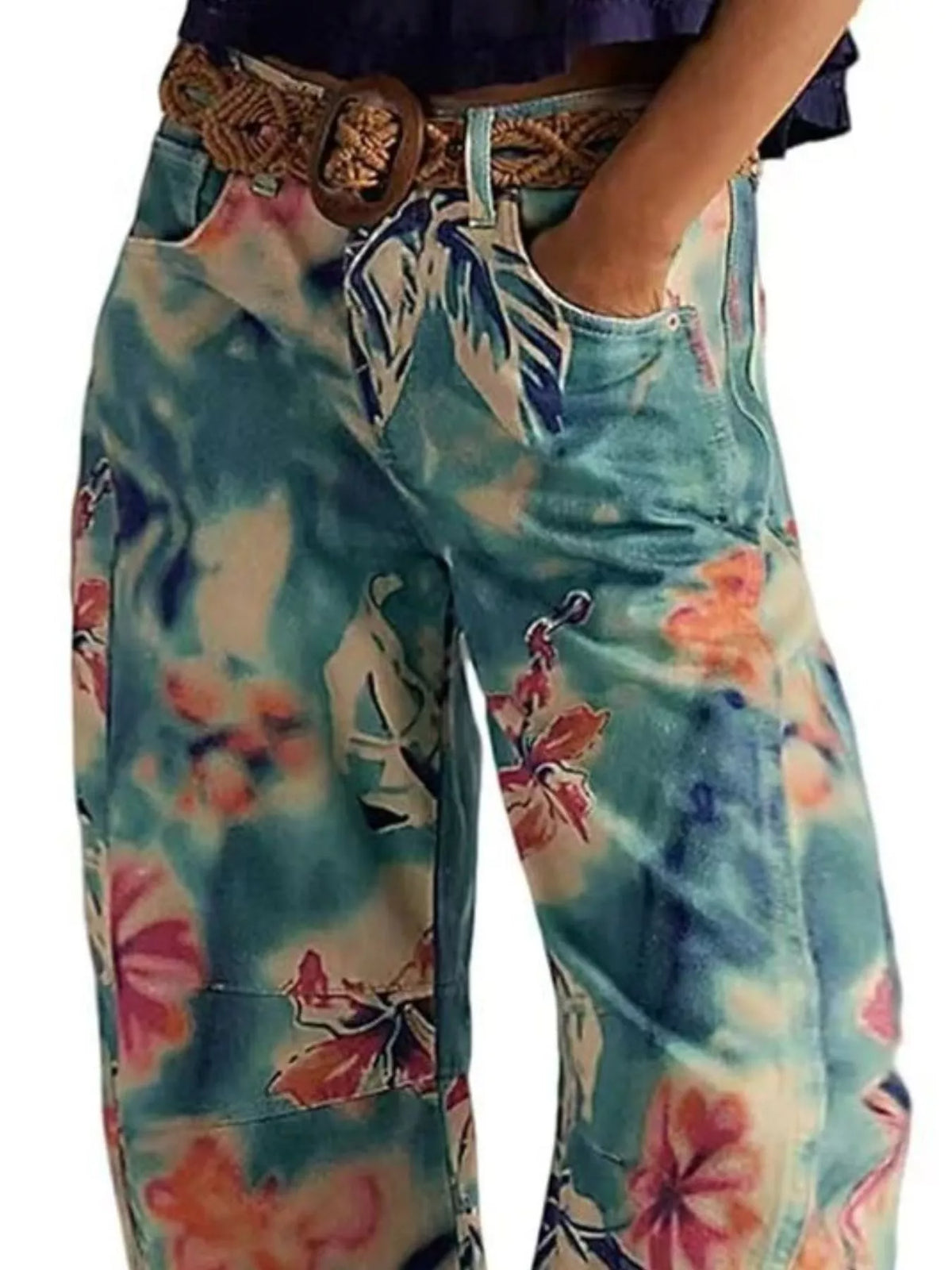 Printed Wide Leg Jeans