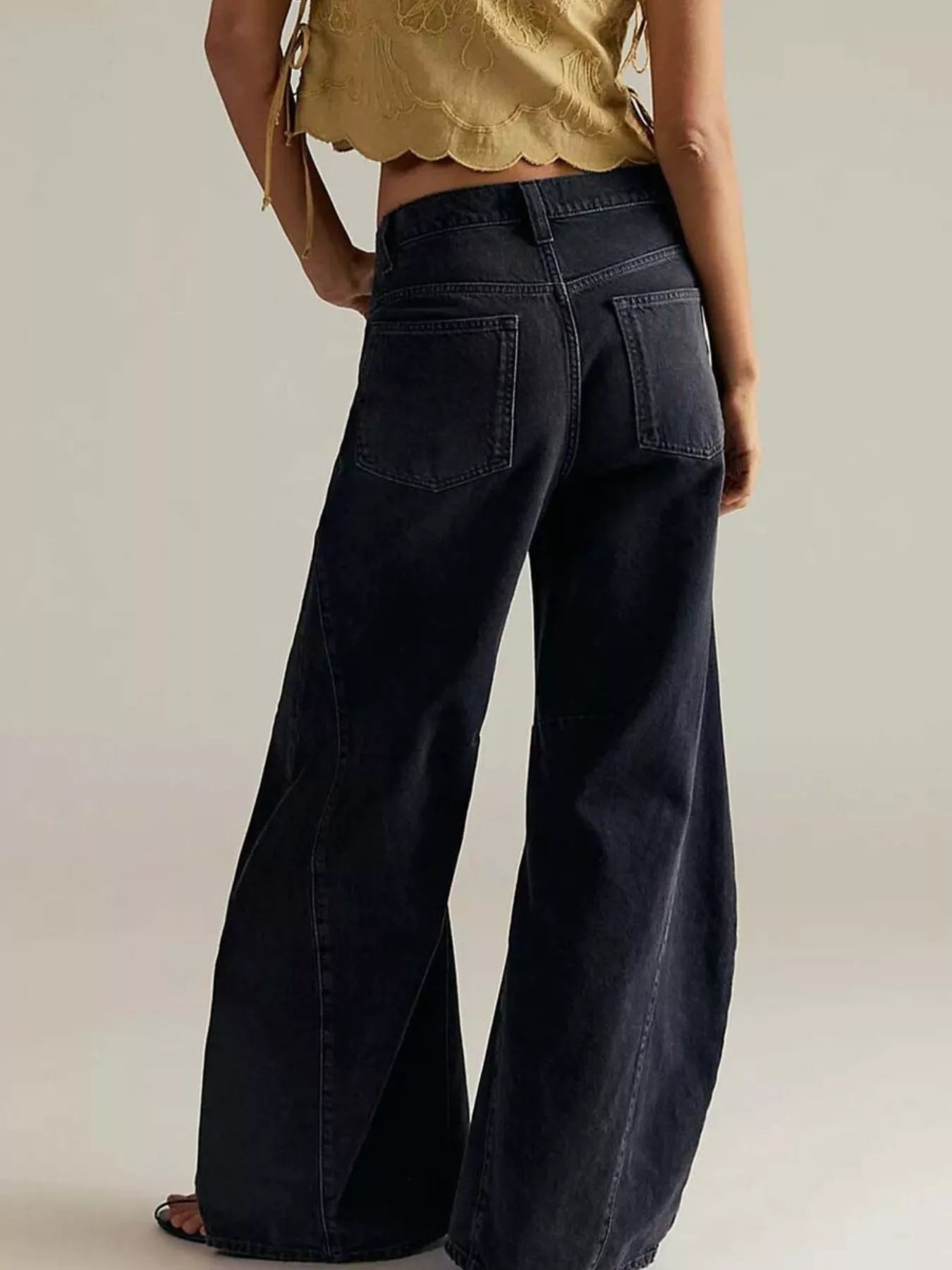 Washed Wide Leg Jeans with Pockets by Dreamy Drapes