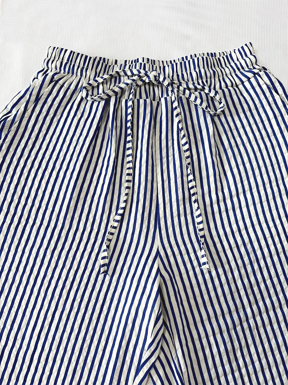 Striped Drawstring Elastic-Waist Pants