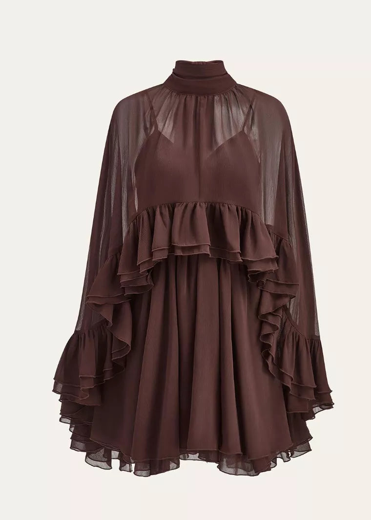 Ruffled Cape and Cami Dress Set